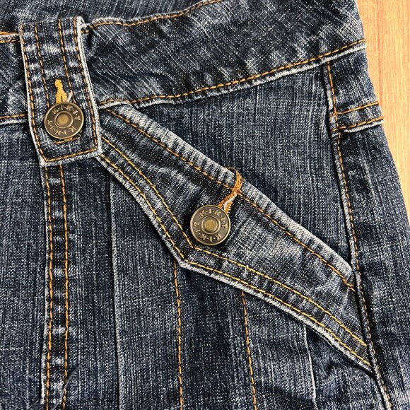 Kikit Denim Boyfriend Dark Wash Button Flap Square Pocket Sailor Shorts Sz 14 - Picture 4 of 9